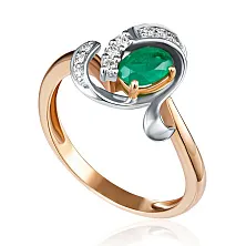 Женское кольцо из золота с бриллиантом и изумрудом по цене от 57 500 ₽