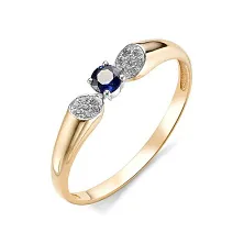 Женское кольцо из золота с бриллиантом и сапфиром по цене от 15 786 ₽