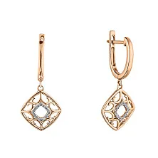 Женские висячие серьги с английским замком из красного золота с бриллиантами 0,64 карата