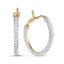 Серьги конго из красного золота 585 пробы с фианитами