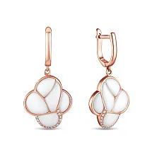 Женские серьги из красного золота 585 пробы с агатом и бриллиантами