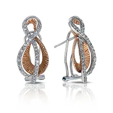 Серьги с итальянским замком из золота с бриллиантом