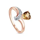 Женское кольцо из золота с бриллиантом и цитрином