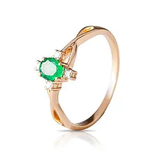 Женское кольцо из золота с бриллиантом и изумрудом по цене от 46 935 ₽