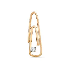 Подвеска скрепка из желтого золота 585 пробы с фианитом круглой огранки по цене от 7 371 ₽