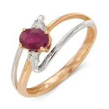 Женское кольцо из золота с бриллиантом и рубином по цене от 68 040 ₽