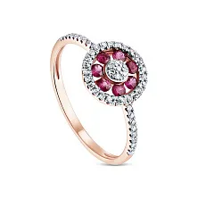 Женское кольцо из золота с бриллиантом и рубином по цене от 48 825 ₽