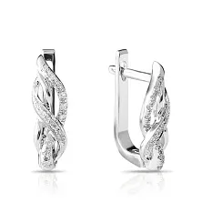 Женские серьги из белого золота 585 пробы с бриллиантами круглой огранки