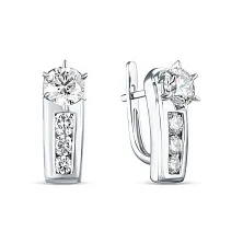 Серьги с английским замком из золота с бриллиантом