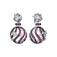 Серьги из золота с бриллиантом и рубином