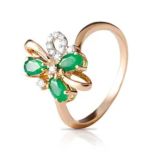 Женское кольцо из золота с бриллиантом и изумрудом по цене от 70 500 ₽