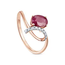 Женское кольцо из золота с бриллиантом и рубином по цене от 64 500 ₽
