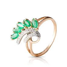 Женское кольцо из золота с бриллиантом и изумрудом по цене от 67 395 ₽
