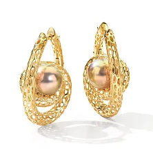 Женские серьги из золота жемчугом эдисон культивир