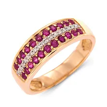 Женское кольцо из золота с бриллиантом и рубином по цене от 139 104 ₽