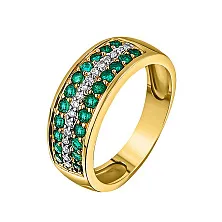 Женское кольцо из золота с бриллиантом и изумрудом по цене от 90 000 ₽