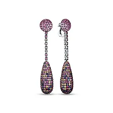 Серьги из золота с бриллиантом, рубином и сапфиром