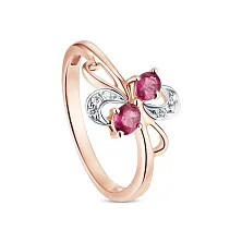Женское кольцо из золота с бриллиантом и рубином по цене от 55 440 ₽
