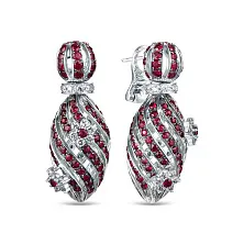 Женские серьги из золота с бриллиантом и рубином