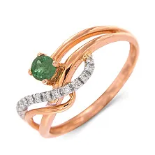 Женское кольцо из золота с бриллиантом и изумрудом по цене от 43 398 ₽
