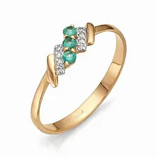 Женское кольцо из золота с бриллиантом и изумрудом по цене от 14 300 ₽