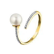 Женское кольцо из золота с бриллиантом и жемчугом по цене от 45 000 ₽