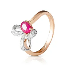 Женское кольцо из золота с бриллиантом и рубином по цене от 52 500 ₽
