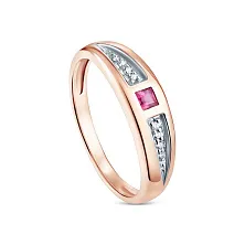 Женское кольцо из золота с бриллиантом и рубином по цене от 37 485 ₽