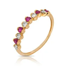 Женское кольцо из золота с бриллиантом и рубином по цене от 46 305 ₽