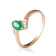 Женское кольцо из золота с бриллиантом и изумрудом по цене от 51 257 ₽