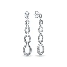 Женские длинные серьги из белого золота 585 пробы с бриллиантами 1,01 карат