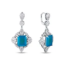 Женские серьги из золота с бриллиантом и изумрудом синт.