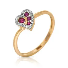Женское кольцо из золота с бриллиантом и рубином по цене от 26 125 ₽