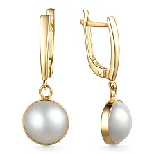 Женские серьги из золота жемчугом культивир