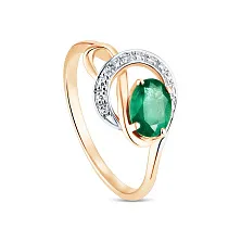 Женское кольцо из золота с бриллиантом и изумрудом по цене от 59 400 ₽