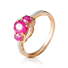 Женское кольцо из золота с бриллиантом и рубином по цене от 71 750 ₽