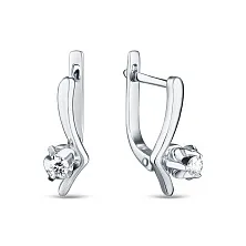 Женские серьги из белого золота 585 пробы с одним бриллиантом круглой огранки 0,16 карат