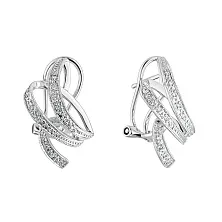 Женские серьги из белого золота с бриллиантами круглой огранки 0,12 карат